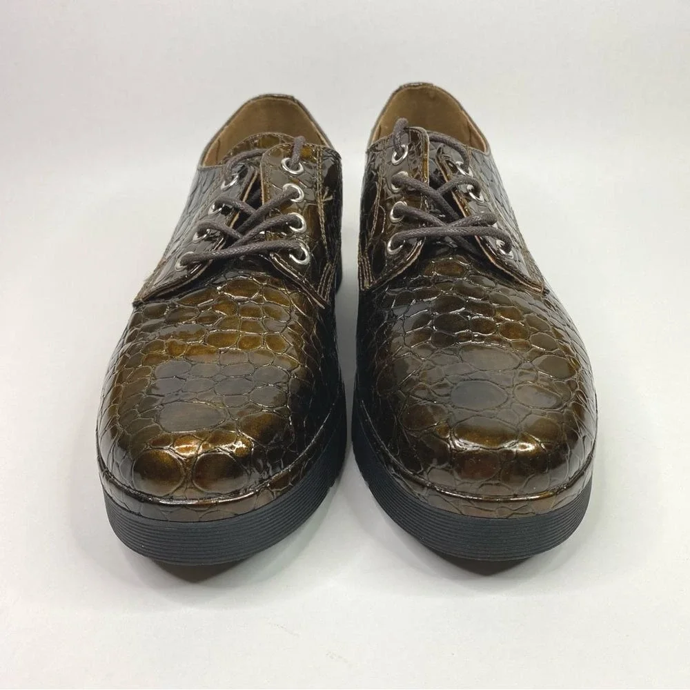 Graceland Chunky‎ Platform Shoes Women's 7 38 Crocodile Gator Grunge Fairycore